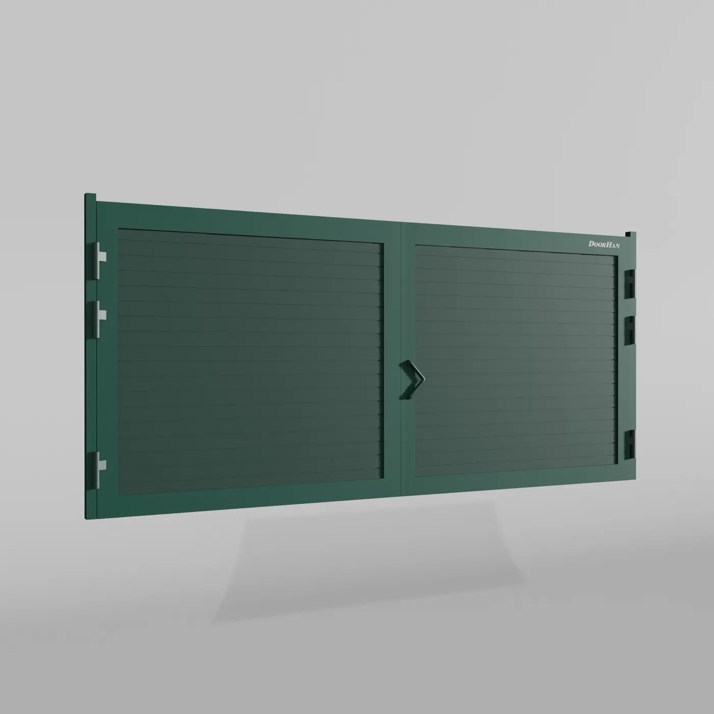 Распашные ворота DoorHan 2800х1300 цвета RAL 6005 (зелёный) с дизайном «доска» с автоматикой