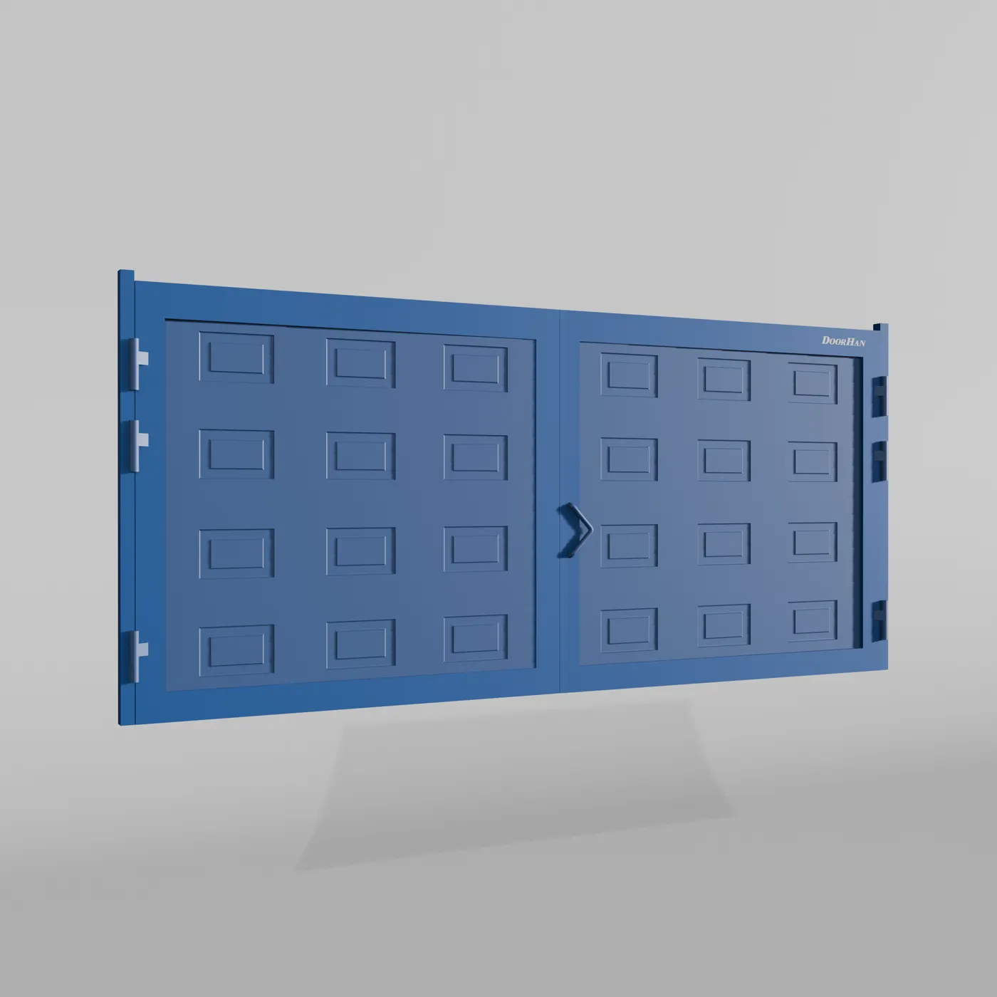 Распашные ворота DoorHan 4800х1700 цвета RAL 5005 (синий) с дизайном «филенка» без автоматики