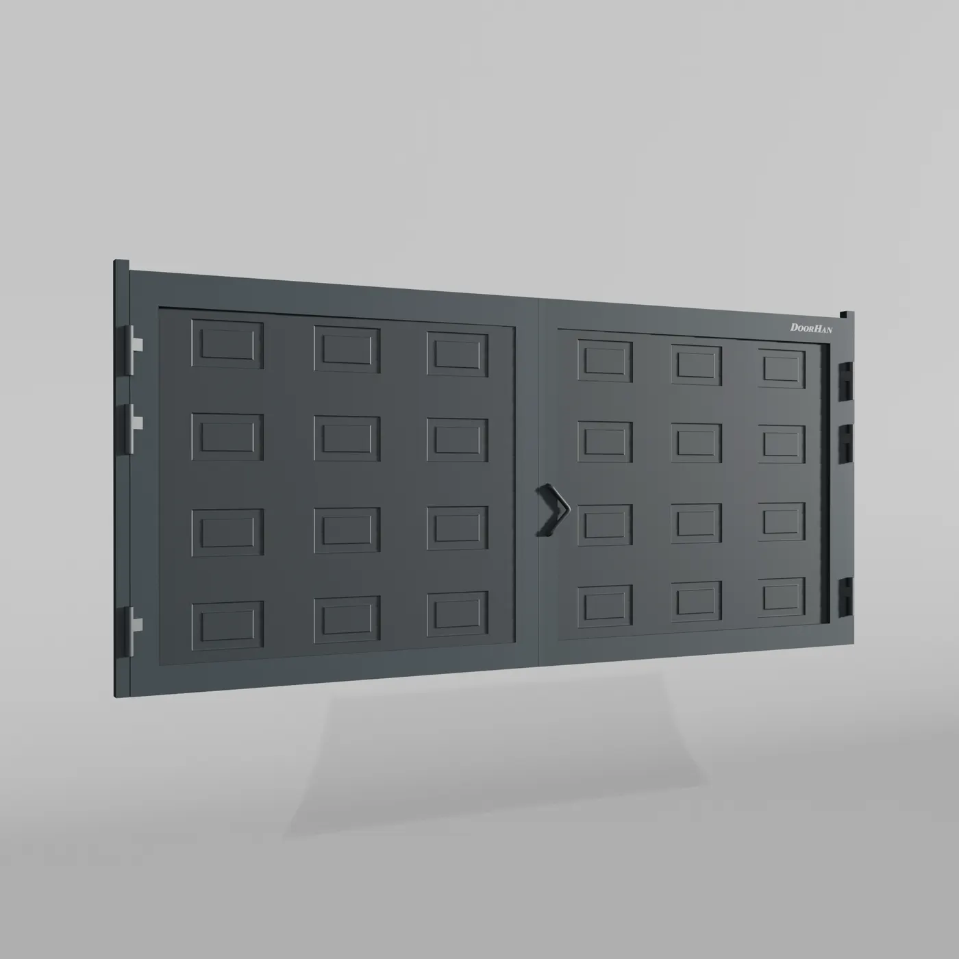 Распашные ворота DoorHan 3800х1300 цвета RAL 7016 (антрацит) с дизайном «филенка» с автоматикой