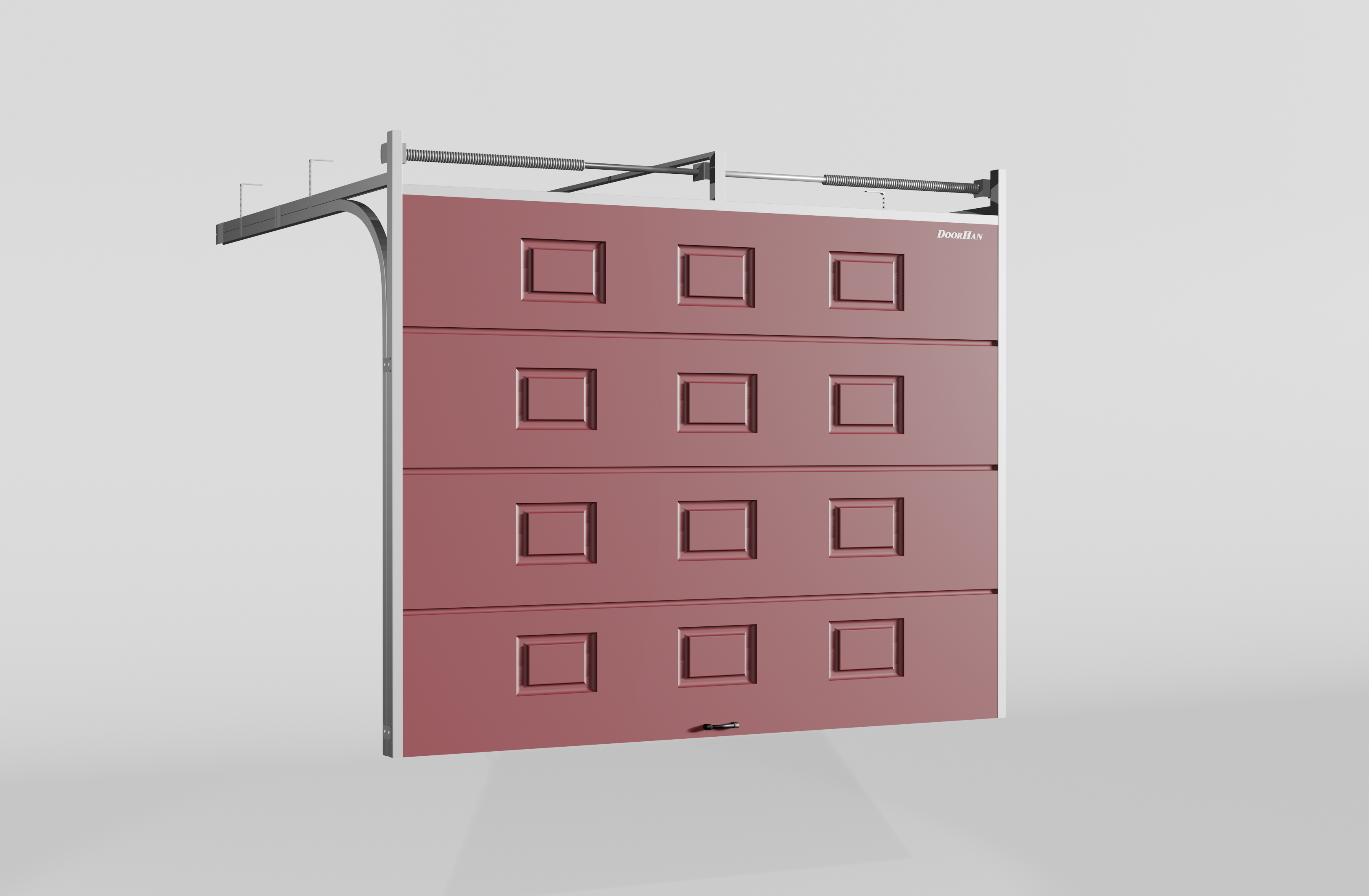 Секционные ворота DoorHan стальные 4700х2700 цвета RAL 3005 (бордовый) с дизайном «филенка» с автоматикой