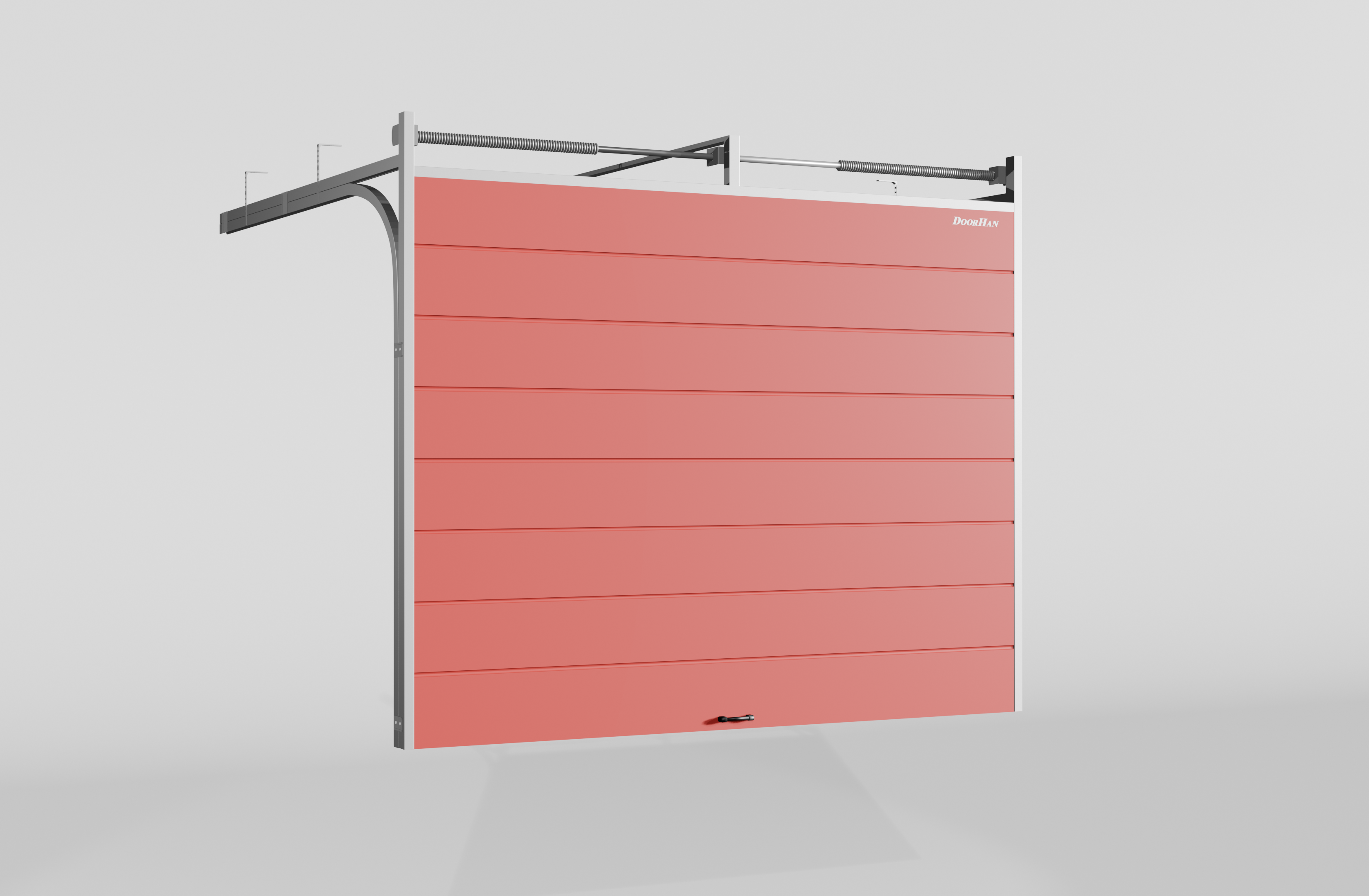 Секционные ворота DoorHan стальные 4100х2300 цвета RAL 3000 (коричневый) с дизайном «широкая центральная полоса» без автоматики