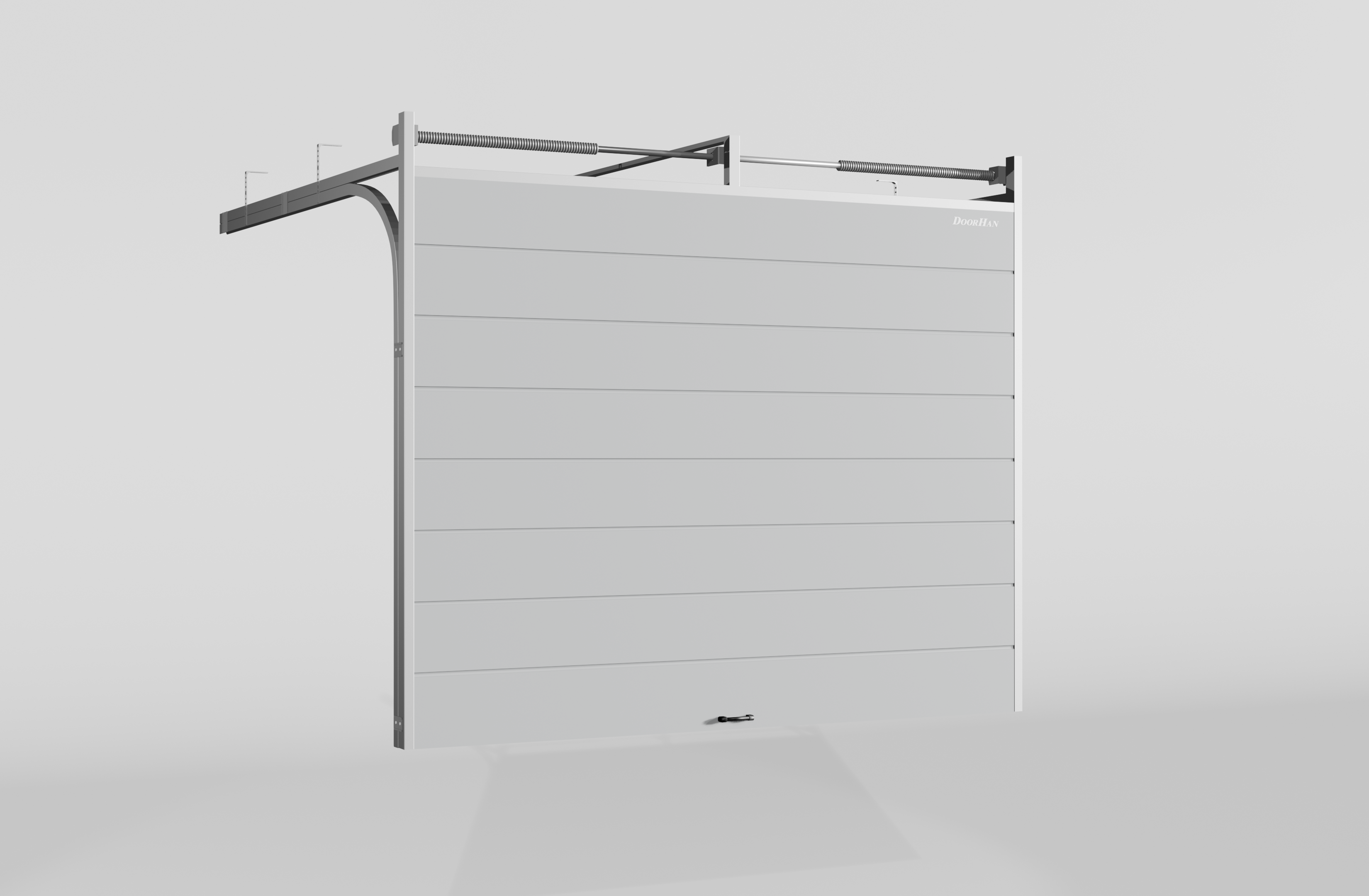 Секционные ворота DoorHan стальные 4900х2900 цвета RAL 7004 (серый) с дизайном «широкая центральная полоса» с автоматикой